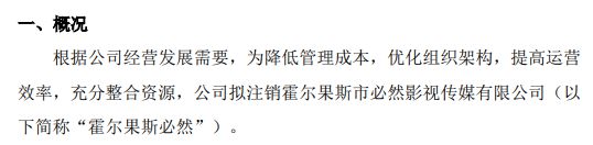 熊猫传媒拟注销霍尔果斯市必然影视传媒有限公司